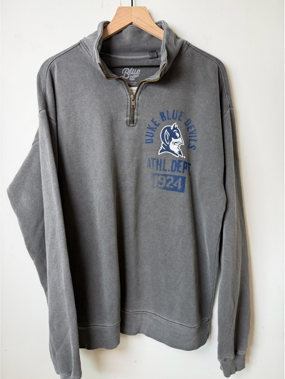 Blue 84 Gray Quarter Zip College Sweatshirt Mens large NWOT